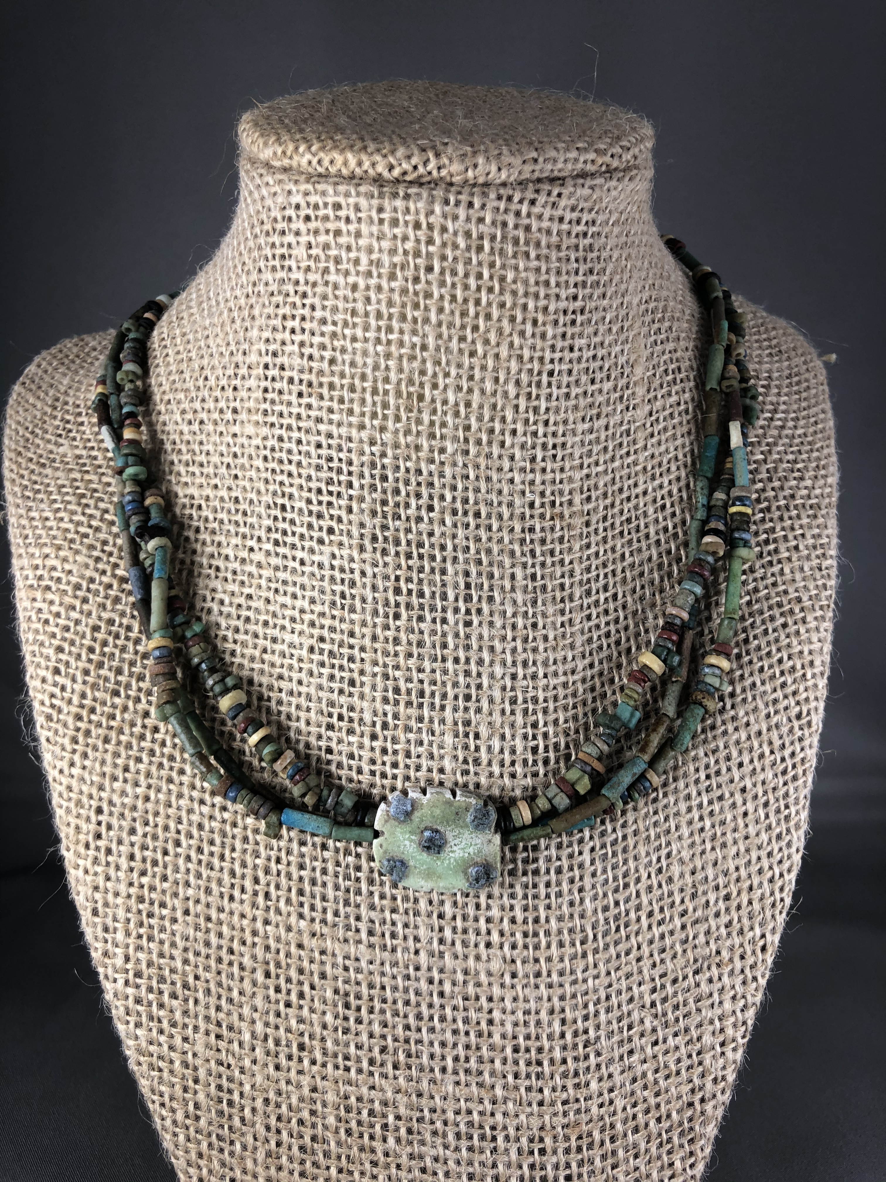 Ancient Egyptian Faience Mummy Bead Necklace