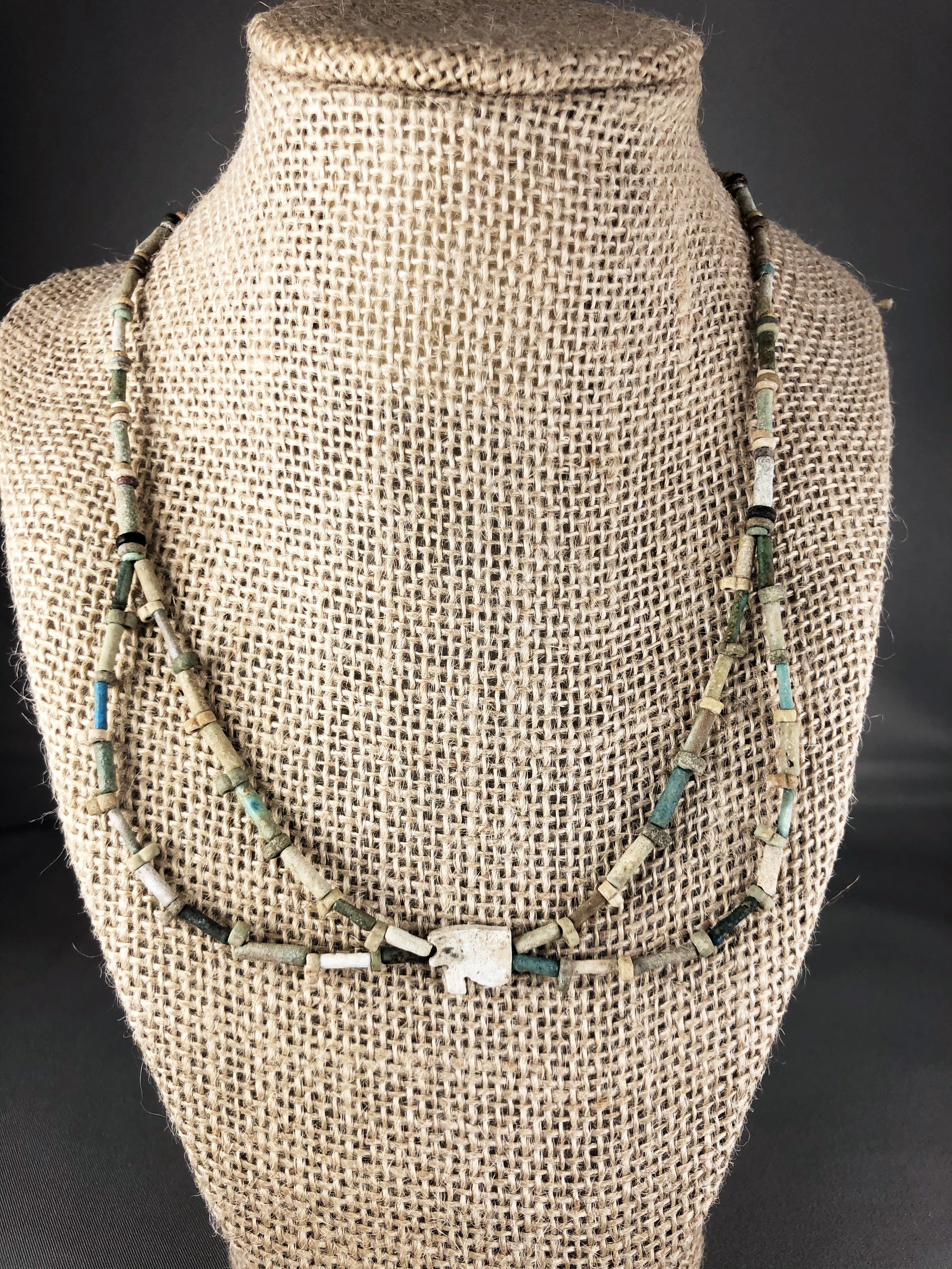 Ancient Egyptian Faience Mummy Bead Necklace 