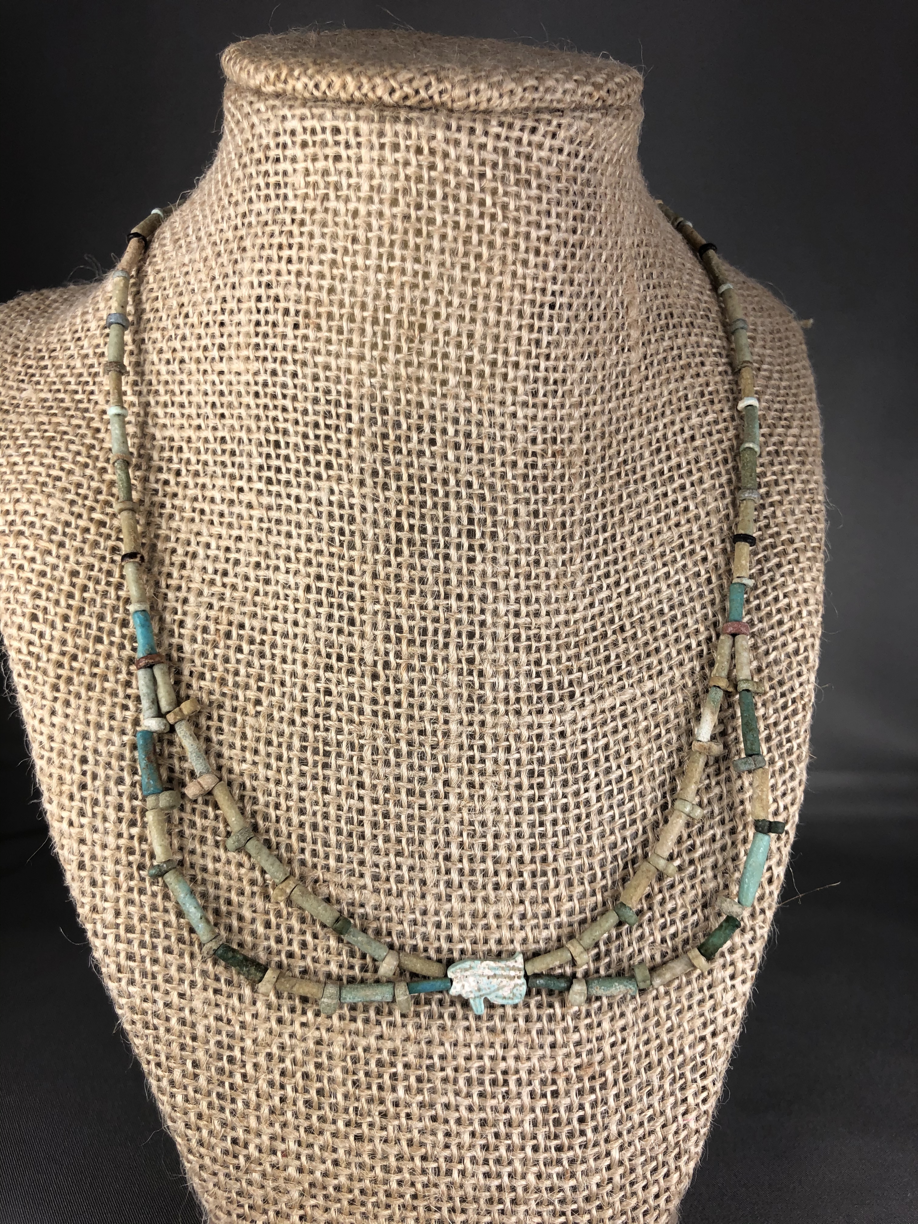 Ancient Egyptian Faience Mummy Bead Necklace